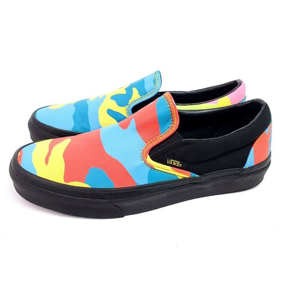 Vans Shoes - Vans Womens 8 Shoes Classic Slip On Neon Camo Blue